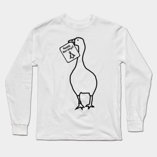 Annoying Christmas Goose Steals Happy Holidays Card Line Drawing Long Sleeve T-Shirt